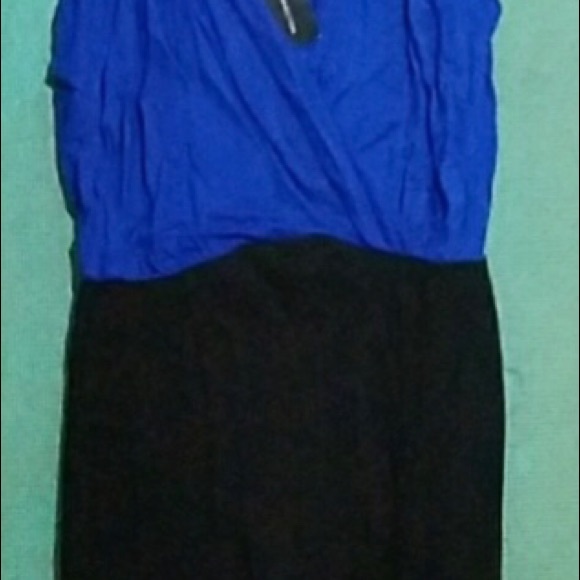 French Connection Royal Blue & Black V-Neck Great Dress for Work Size 8 - Picture 5 of 8